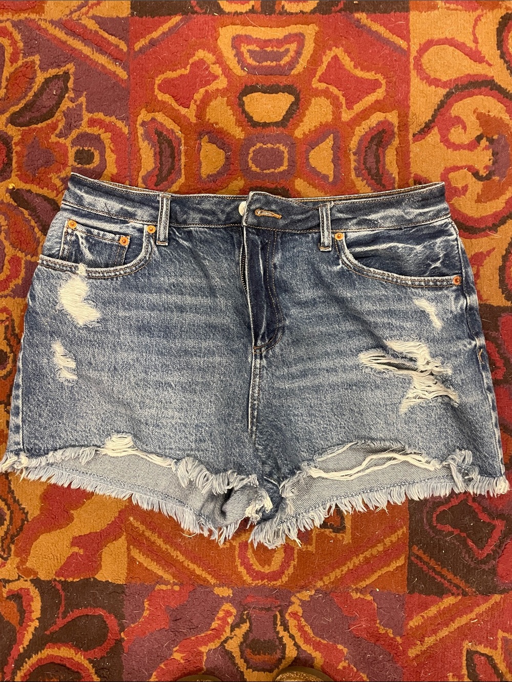 House of Harlow 1960 Distressed Light Blue Denim Shorts